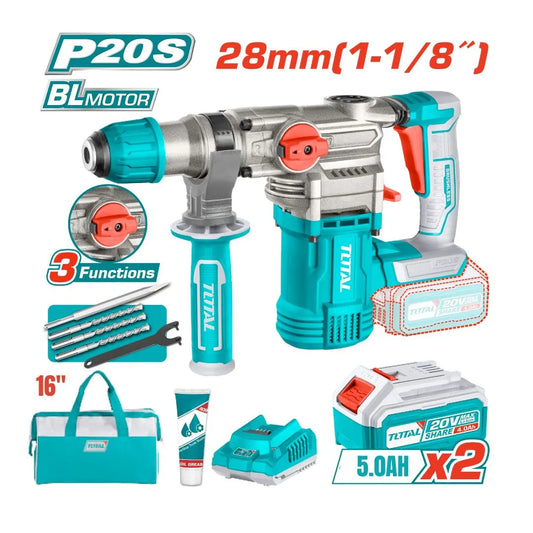 Marteau Perforateur 28mm avec Sac 16″ TOTAL | 20v | PACK_TRHLI202882_THT26161