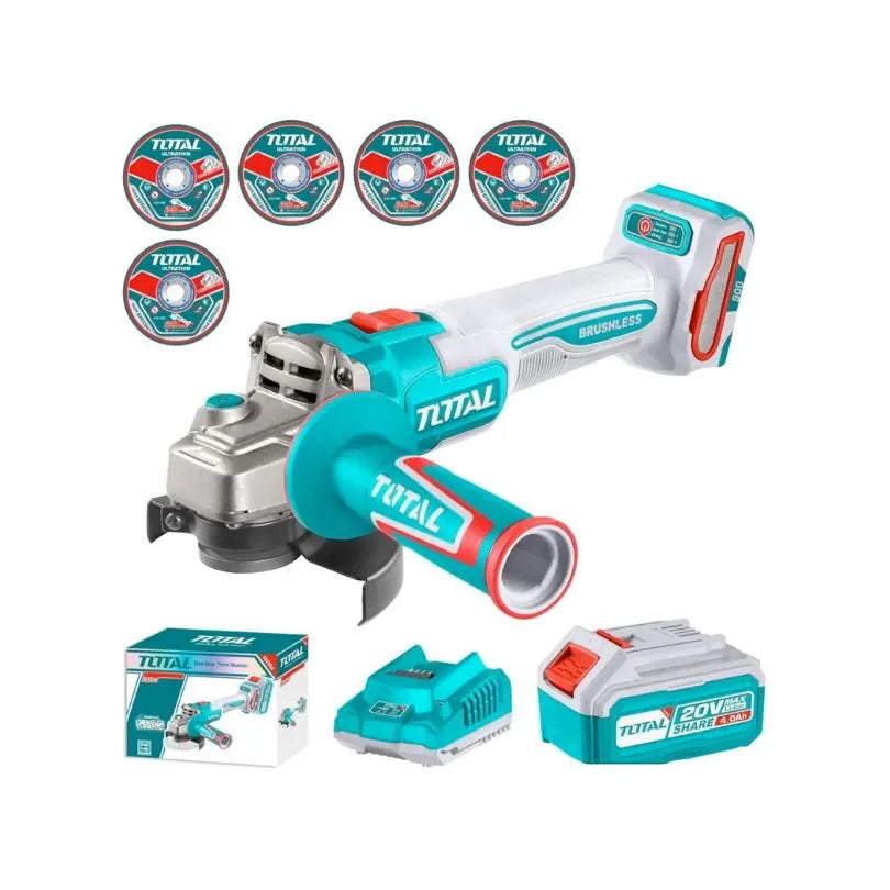 Meuleuse Sans Fil 115mm 900W – 1 batterie TOTAL | 20V 4Ah | TAGLI261521