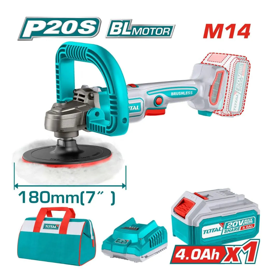 Polisseuse sans fil 20 V 180mm 1bat TOTAL | 4AH | TAPLI20181