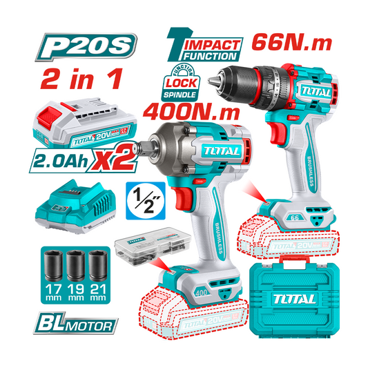 TCKLI20275 - 2 Pcs Cordless combo kit - TOTAL MAROC
