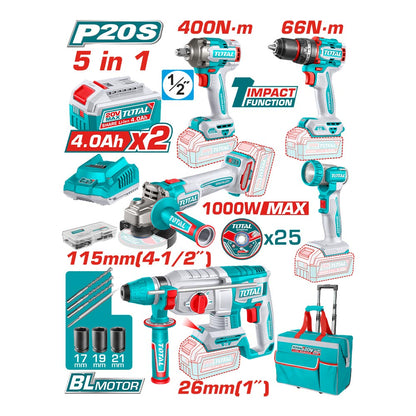 TCKLI20592 - Kit combo sans fil 5 pièces - TOTAL MAROC
