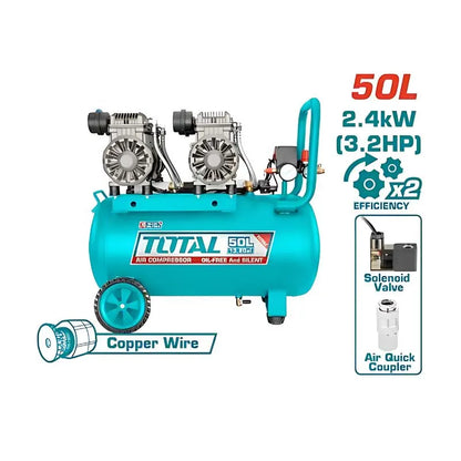Compresseur d’air 50L double moteur – 2× 3.2HP 8 Bars TOTAL | 1200W | TCS2240508