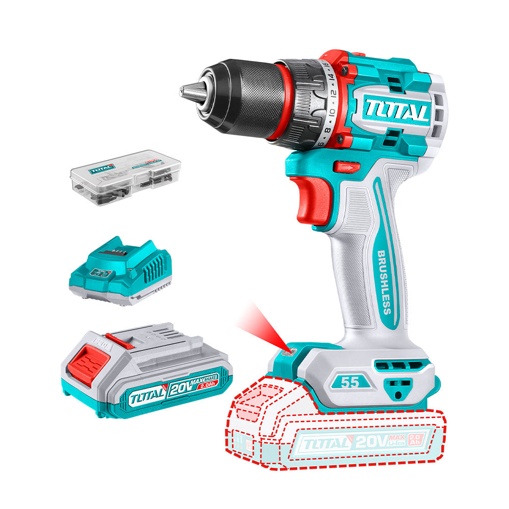 TDLI205582 - Perceuse visseuse sans fil compacte brushless - TOTAL MAROC