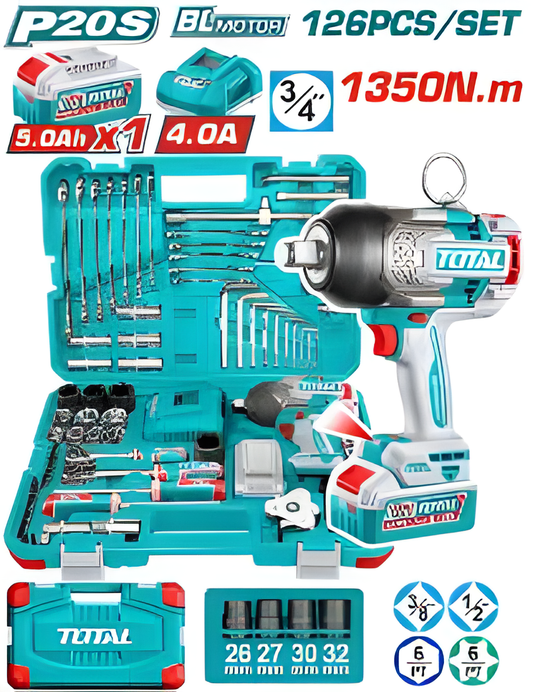 THKTHP31262 - Coffret 126 pièces avec clé à chocs sans fil - TOTAL MAROC