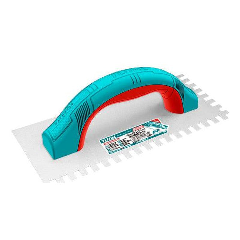 Truelle dentée de plâtrier TOTAL THTT952316, lame inox 230 × 100 mm, poignée bi-matière