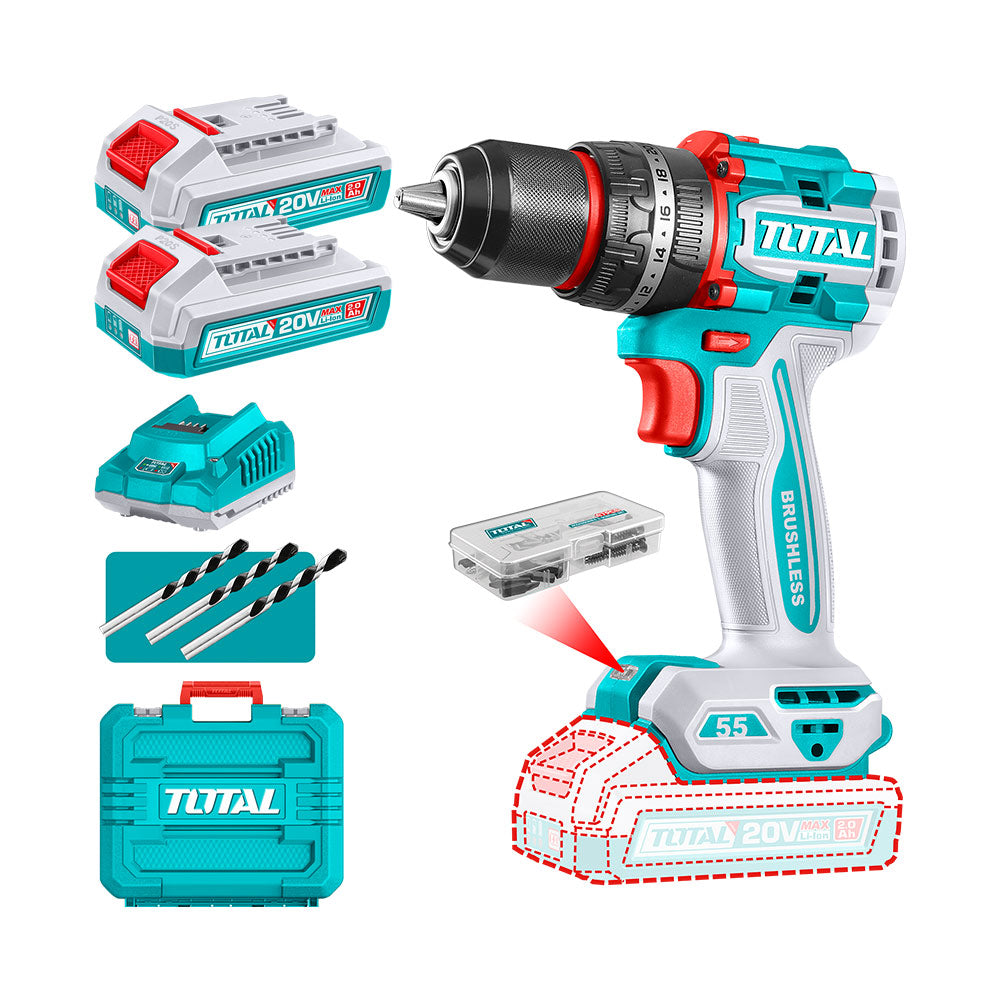 TIDLI20558 - Perceuse à percussion sans fil compacte brushless - TOTAL MAROC