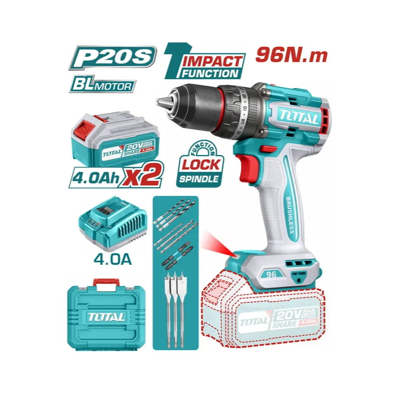 VISSEUSE PERCEUSE A PERCUSSION 96N.m TOTAL | 20V | TIDLI20968