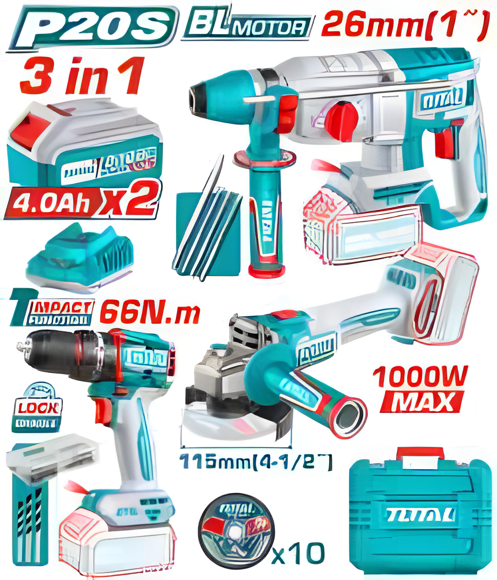 TOSLI241198 - Kit combo sans fil 3 pièces - TOTAL MAROC