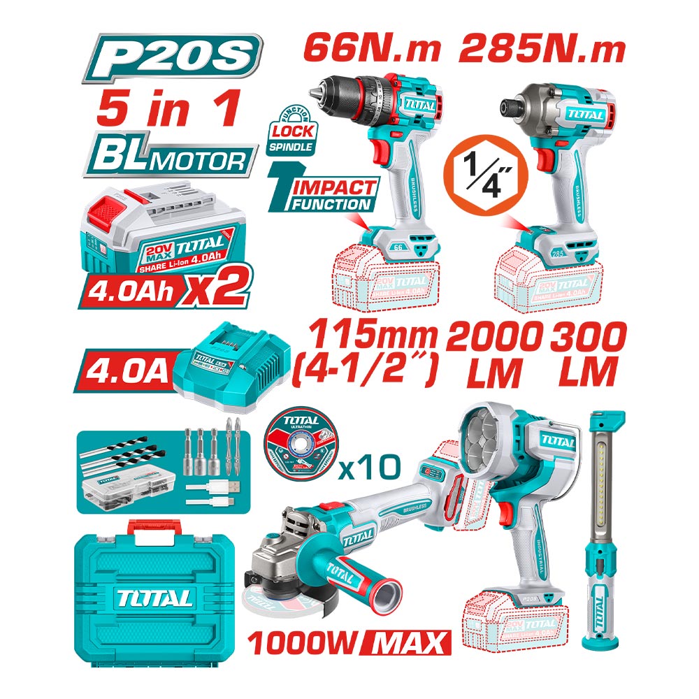 TOSLI250692 - Kit combo sans fil 5 pièces - TOTAL MAROC