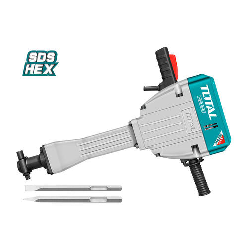Burineur démolisseur TOTAL TH220502 2200 W emmanchement HEX avec burin plat et burin pointu