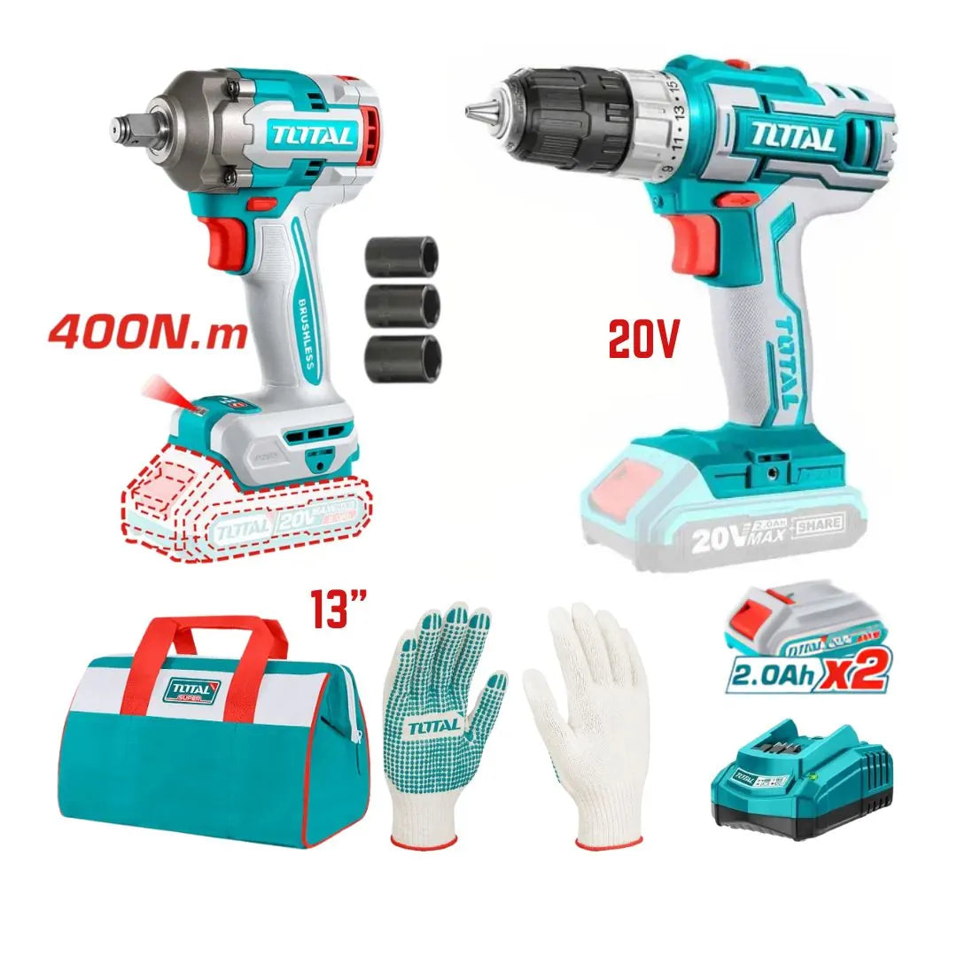 PACK Visseuse Perceuse+Clé à Choc 400 N·m TOTAL | 20V